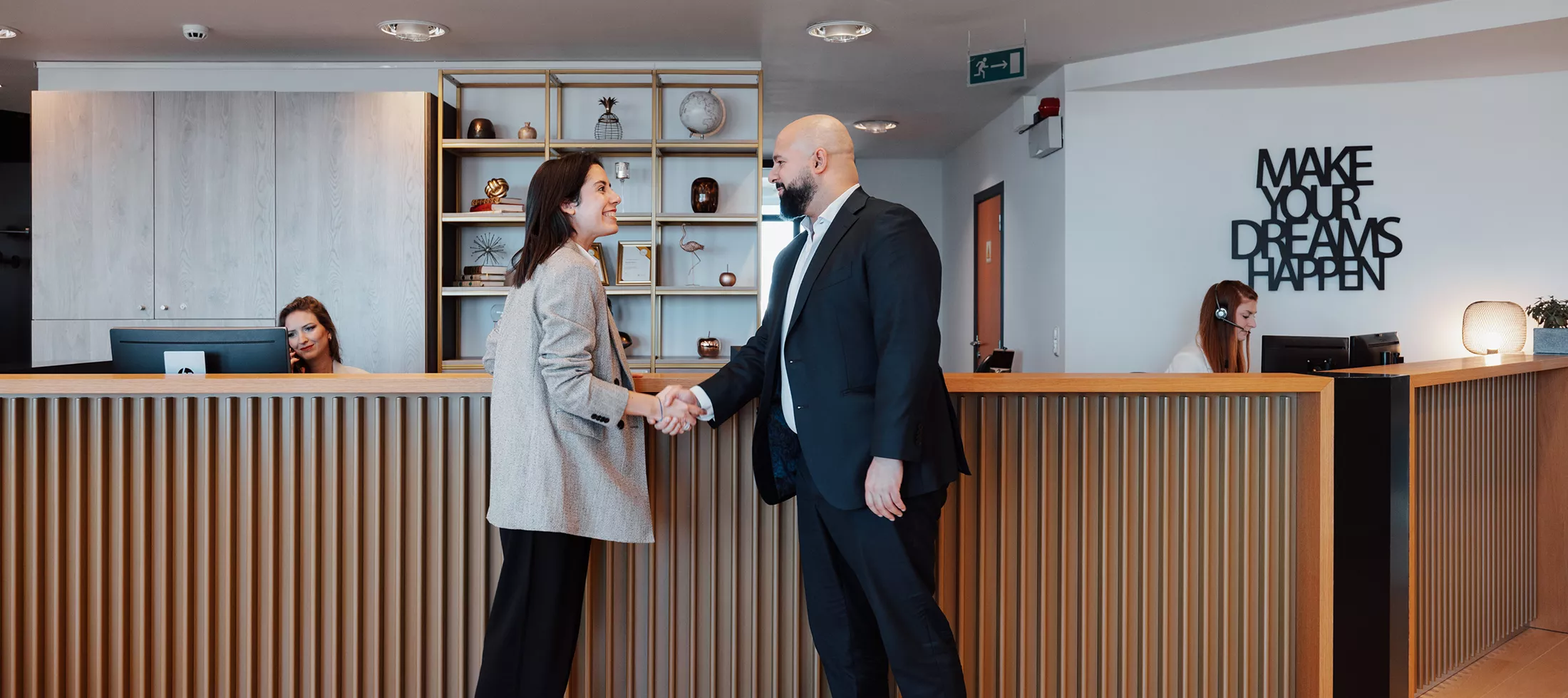 Reception at Servcorp Bastion Tower, Leopold Quarter—welcoming workspace with professional staff and modern design in Brussels.