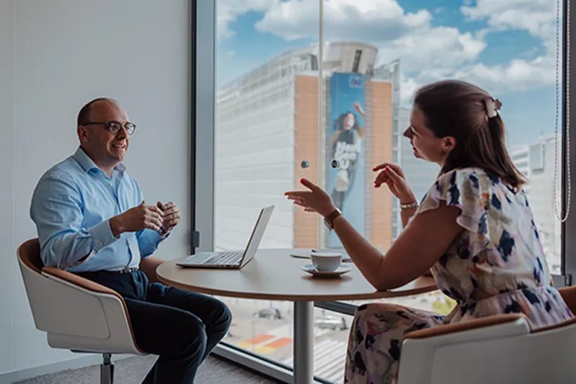 Coworking space with EU views at Servcorp Schuman, European Quarter—perfect for meetings and collaboration in Brussels